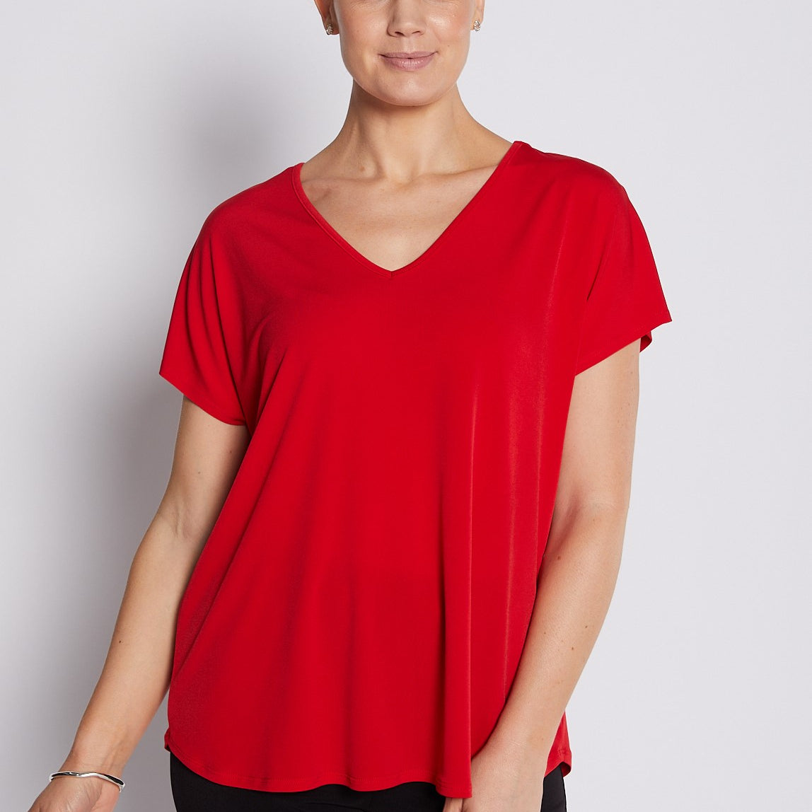 Jersey Reversible Tee Top in Red