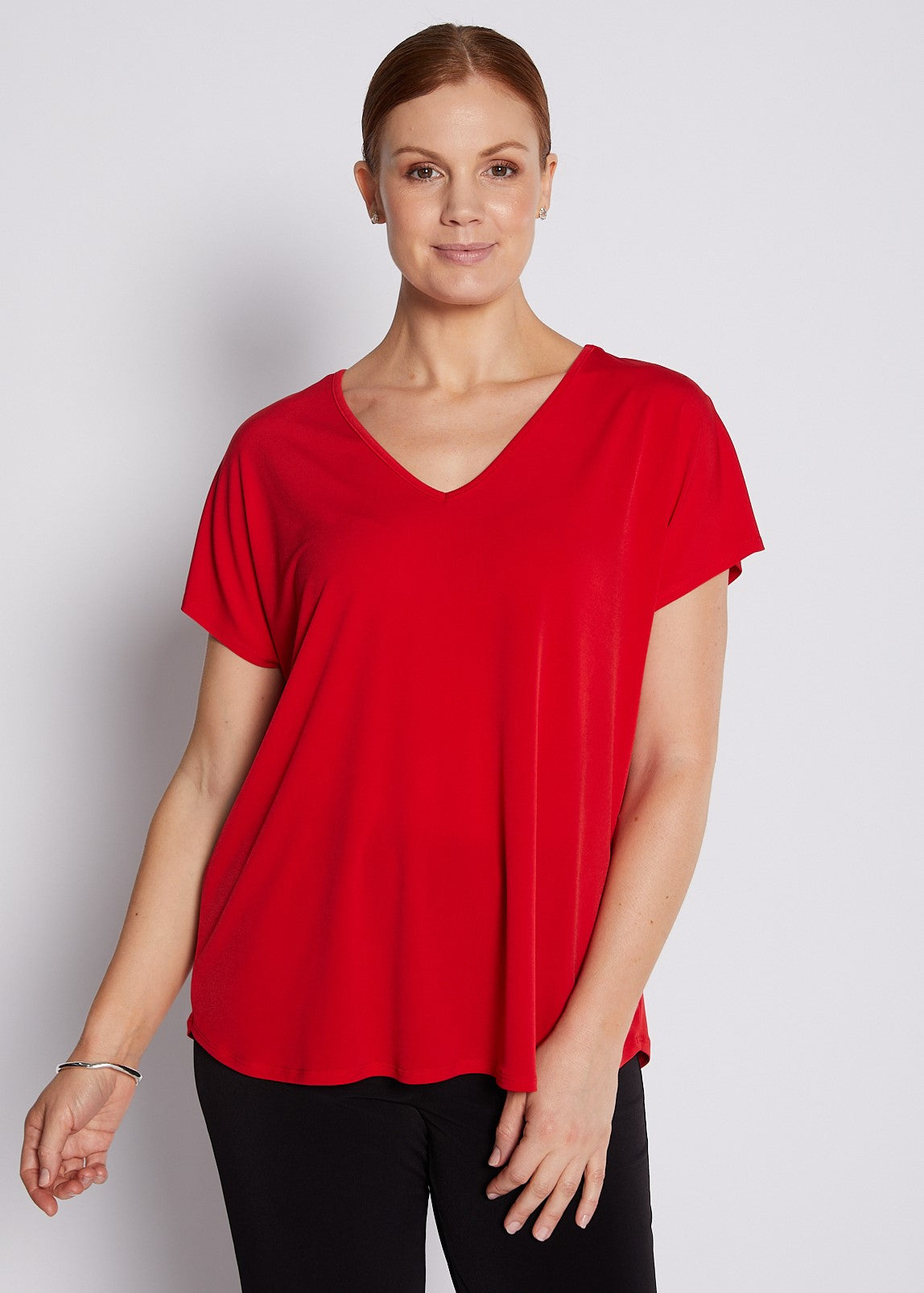 Jersey Reversible Tee Top in Red