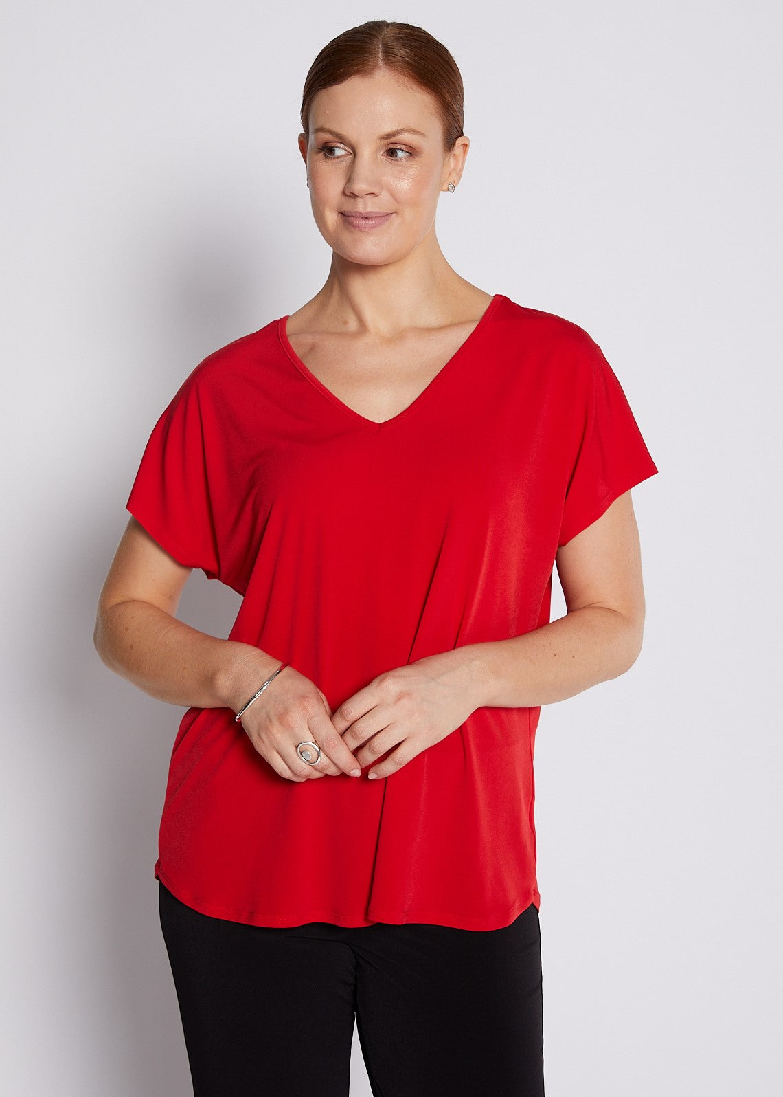 Jersey Reversible Tee Top in Red