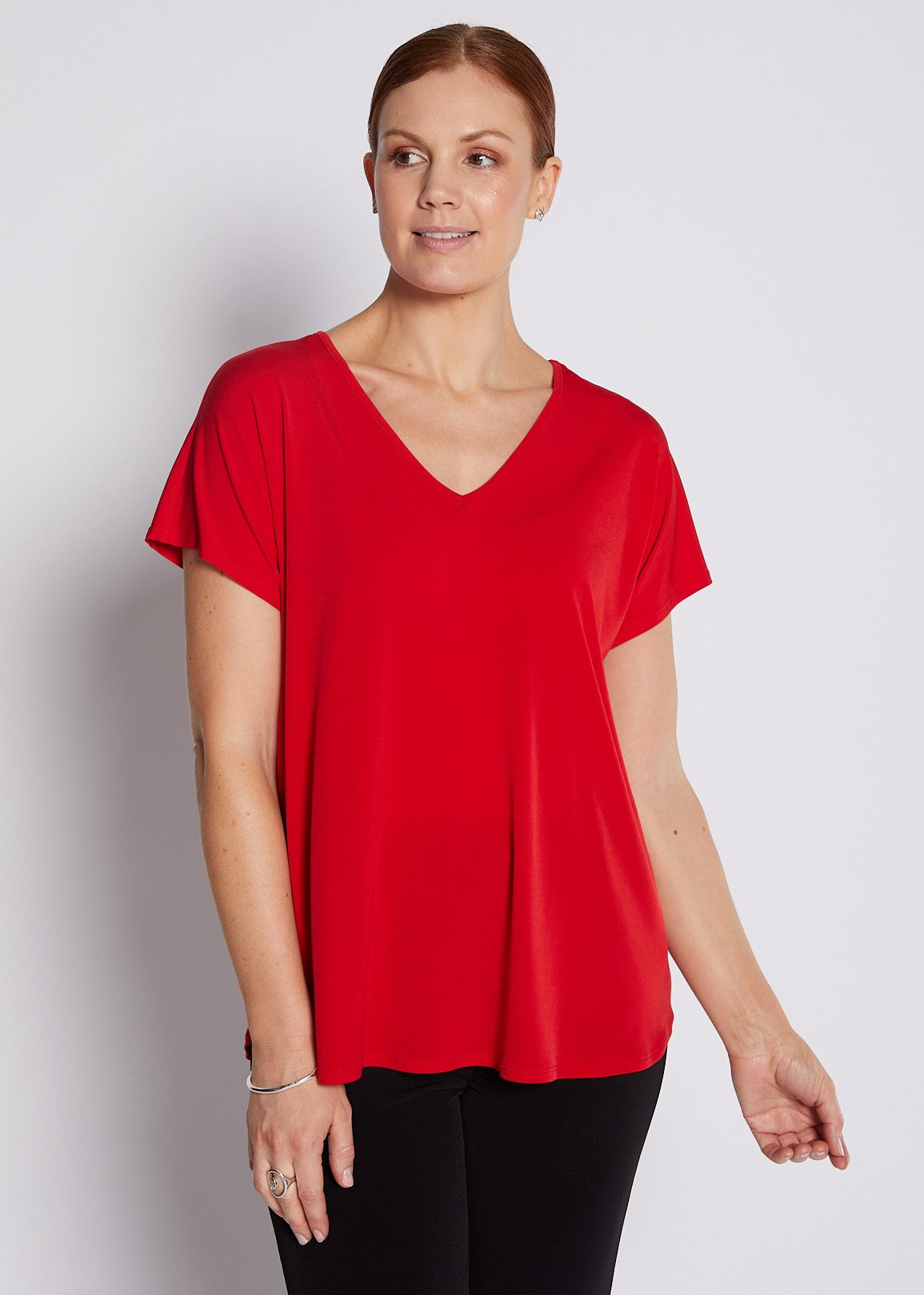 Jersey Reversible Tee Top in Red