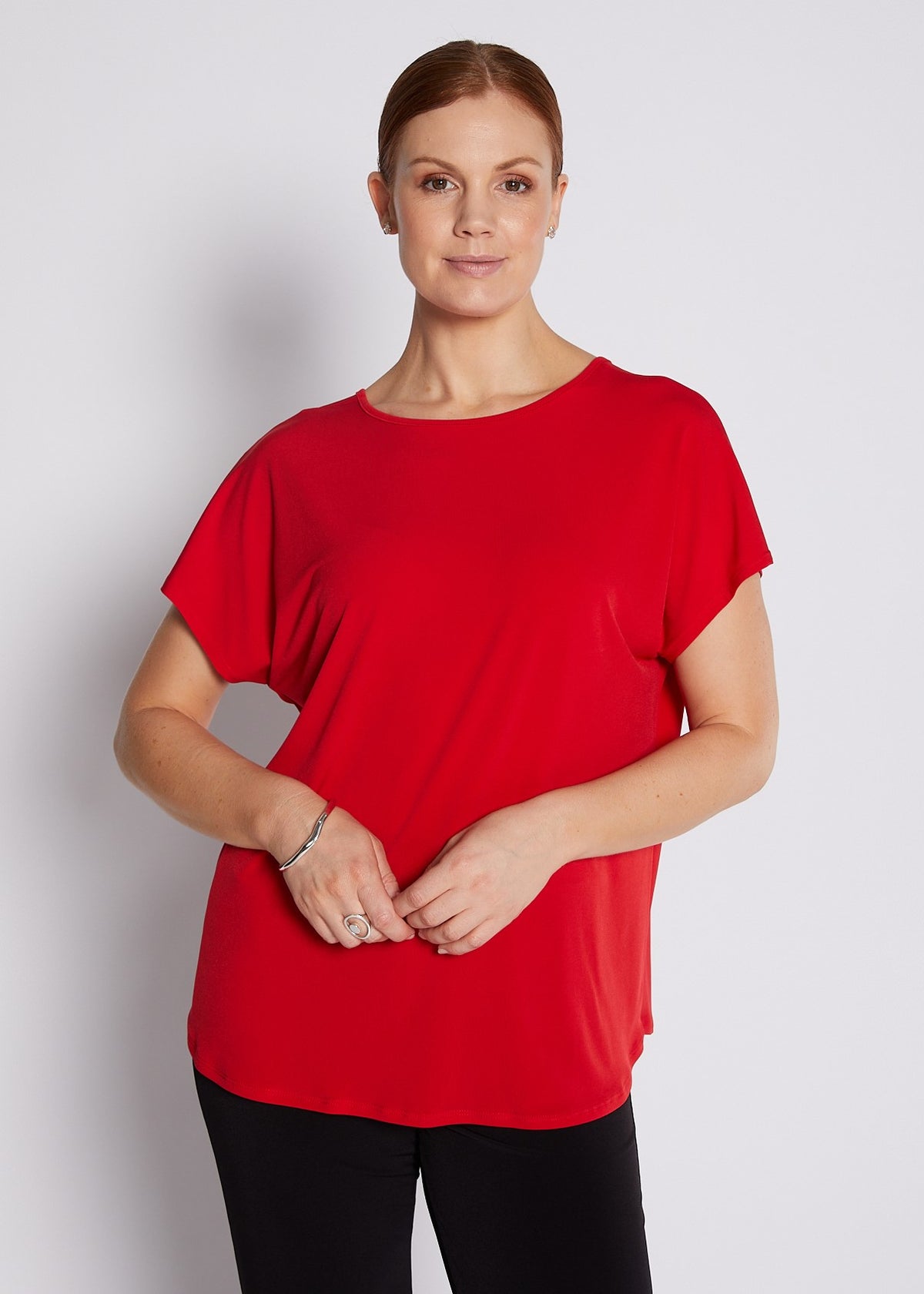 Jersey Reversible Tee Top in Red