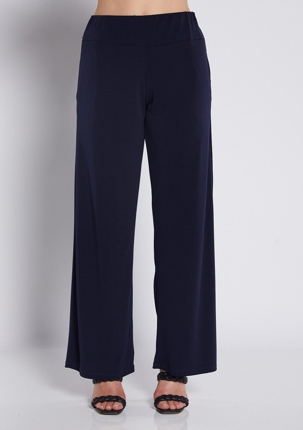 Jersey Wide Leg Pant with Pockets in Navy