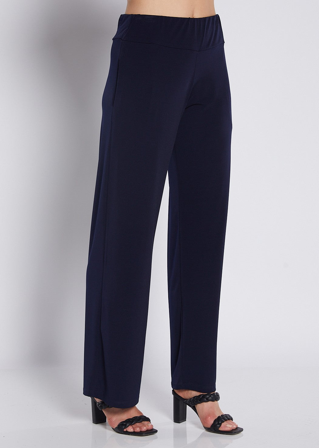Jersey Wide Leg Pant with Pockets in Navy