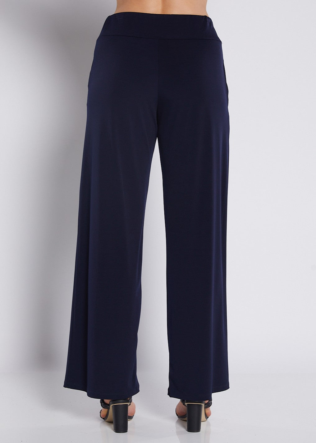Jersey Wide Leg Pant with Pockets in Navy