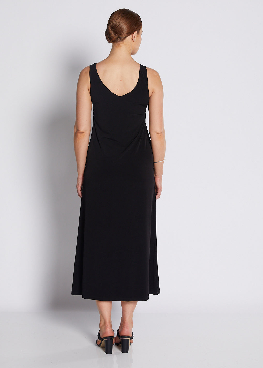 Jersey Reversible A Line Midi Dress in Black