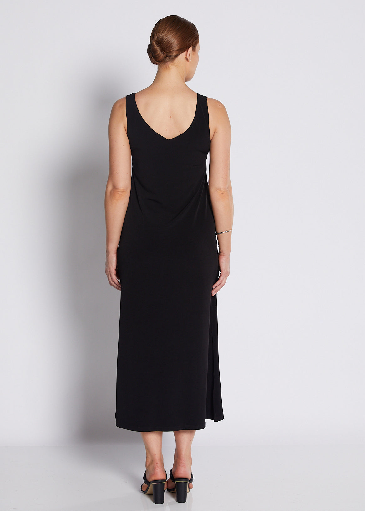 Jersey Reversible A Line Midi Dress in Black