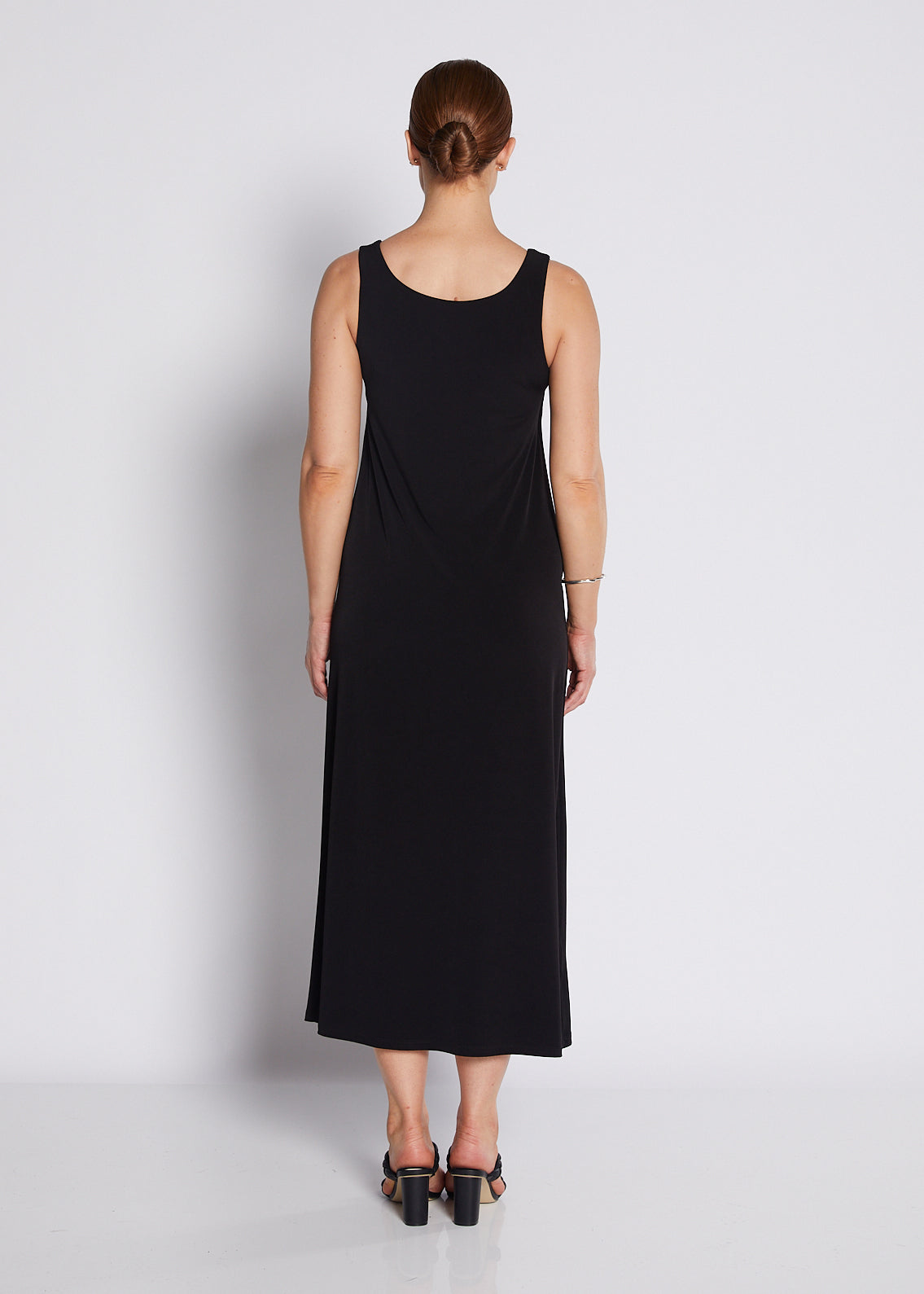 Jersey Reversible A Line Midi Dress in Black