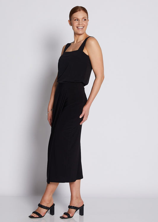 Jersey Wrap Midi Tube Skirt in Black