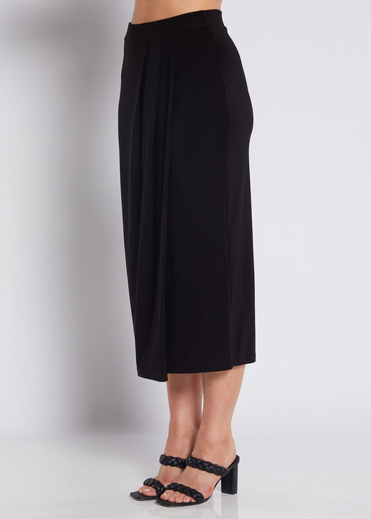 Jersey Wrap Midi Tube Skirt in Black