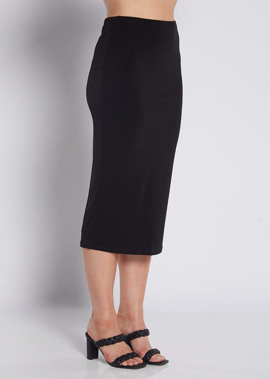 Tina Foundation slinky jersey midi tube skirt in black
