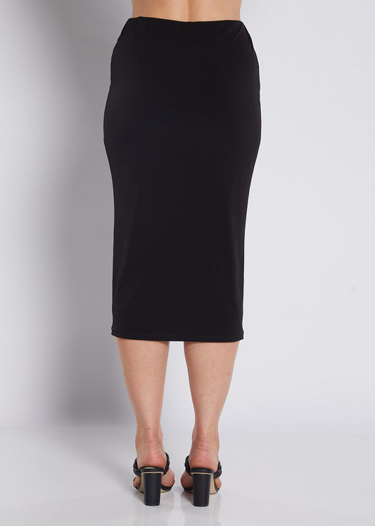 Tina Foundation slinky jersey midi tube skirt in black