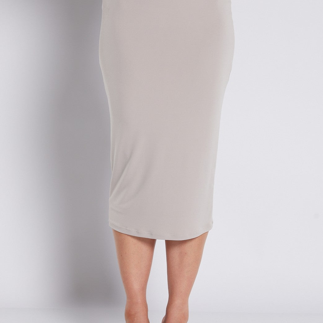 Jersey Midi Tube Skirt in Neutral Champagne