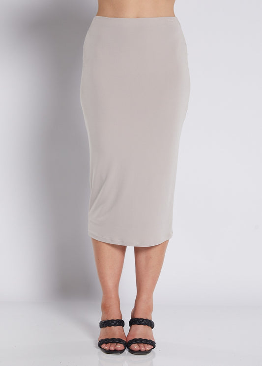 Tina Foundation slinky jersey midi tube skirt in champagne