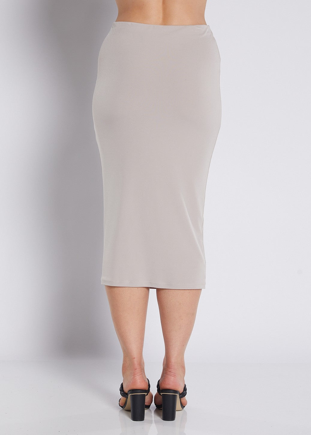 Tina Foundation slinky jersey midi tube skirt in champagne