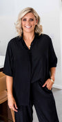 Falvey Lustre Shirt in Black, made by philosophy Australia