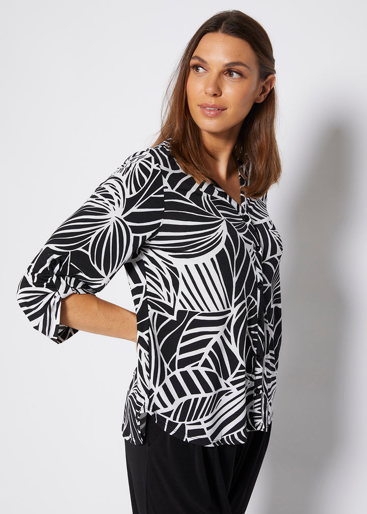 Philosophy Australia Fisher jersey blouse in Palm print, made in Australia
