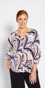 Philosophy Australia Fisher jersey blouse in Porter print, made in Australia