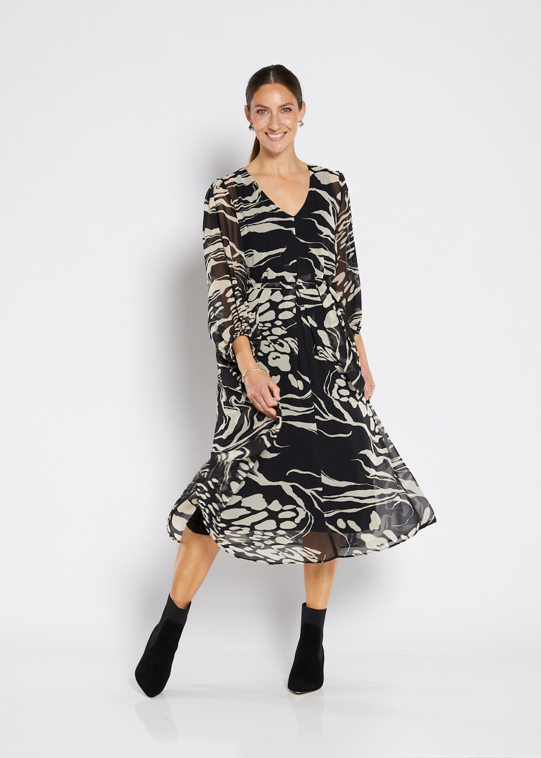 Philosophy Australia Francesca Chiffon Dress in Folklore print, made in Australia