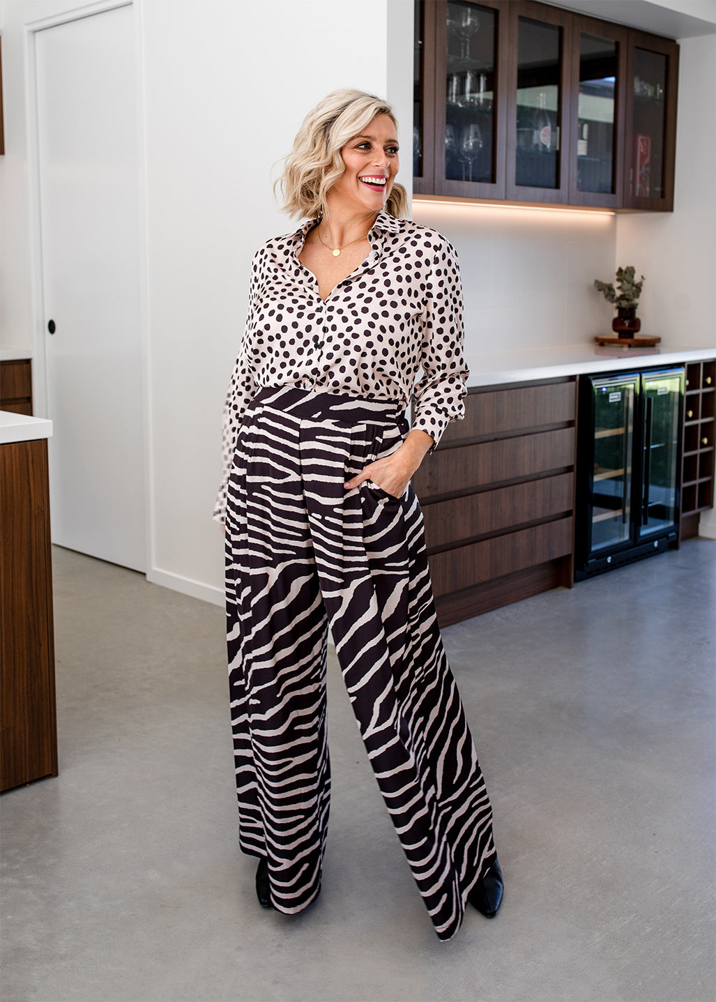 Philosophy Australia Francine Satin Pants in Ruby Zebra Print, made in Australia