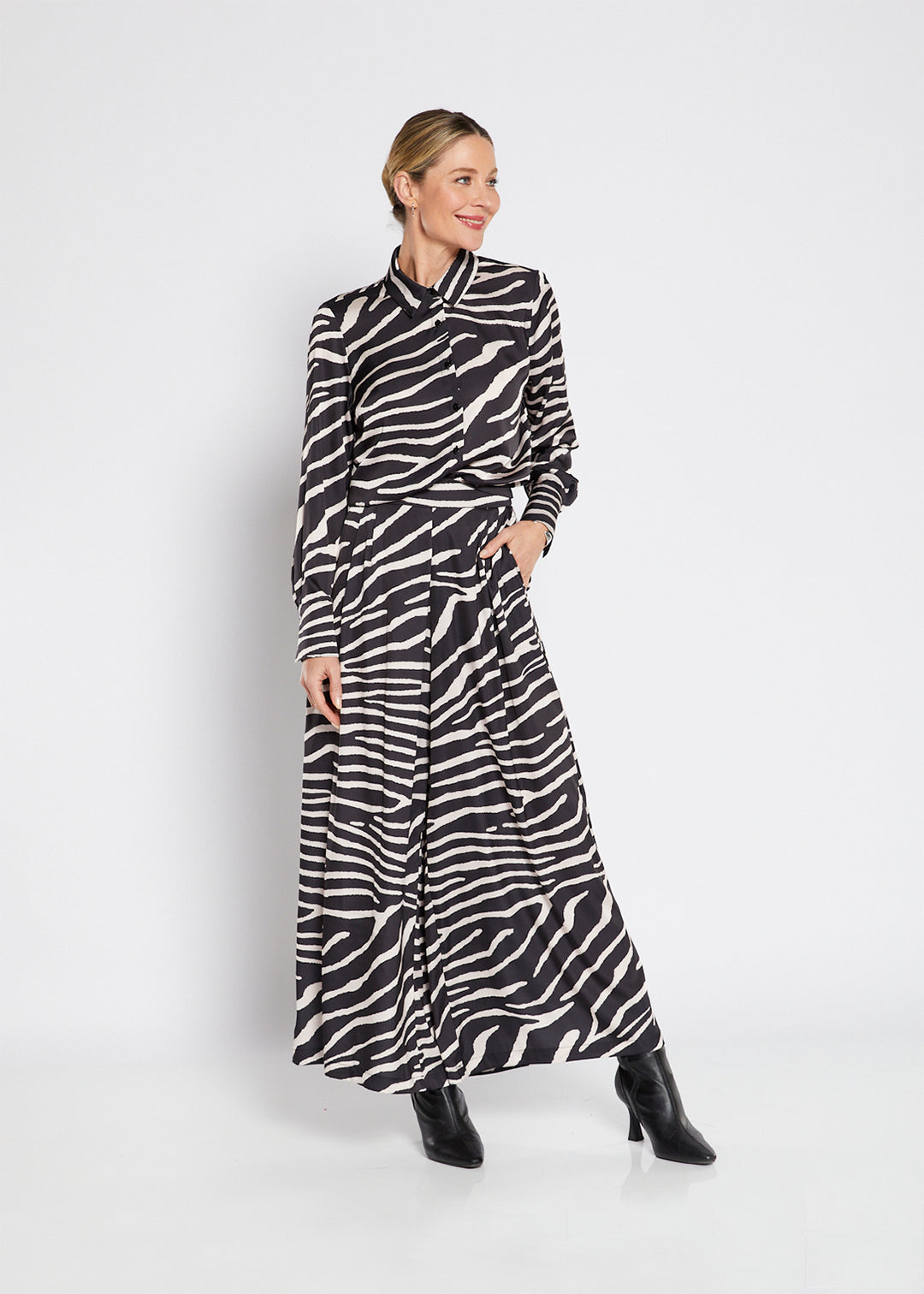 Philosophy Australia Francine Satin Pants in Ruby Zebra Print, made in Australia