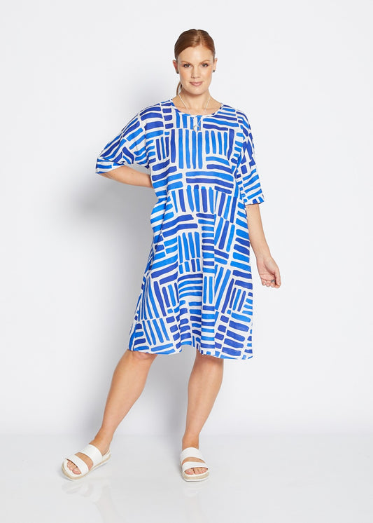 Claude linen dress in Gazebo blue
