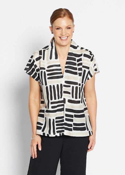 Lottie linen top in Gazebo black