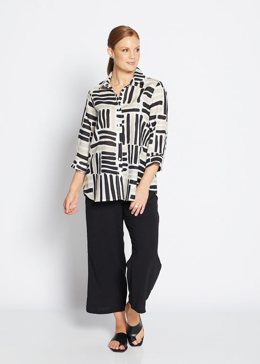 Regis linen shirt in Gazebo black