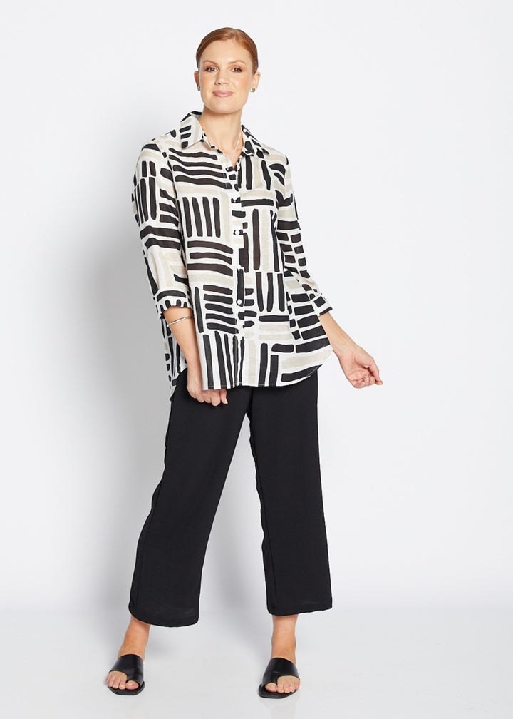 Regis linen shirt in Gazebo black
