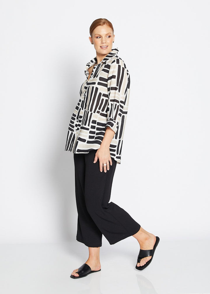 Regis linen shirt in Gazebo black
