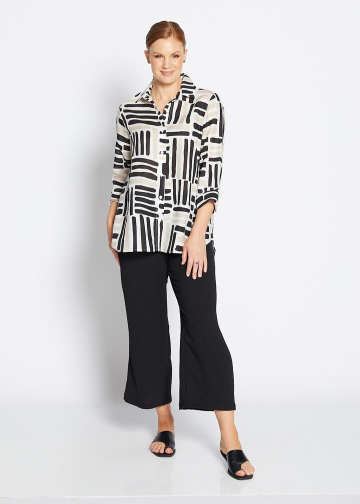 Regis linen shirt in Gazebo black