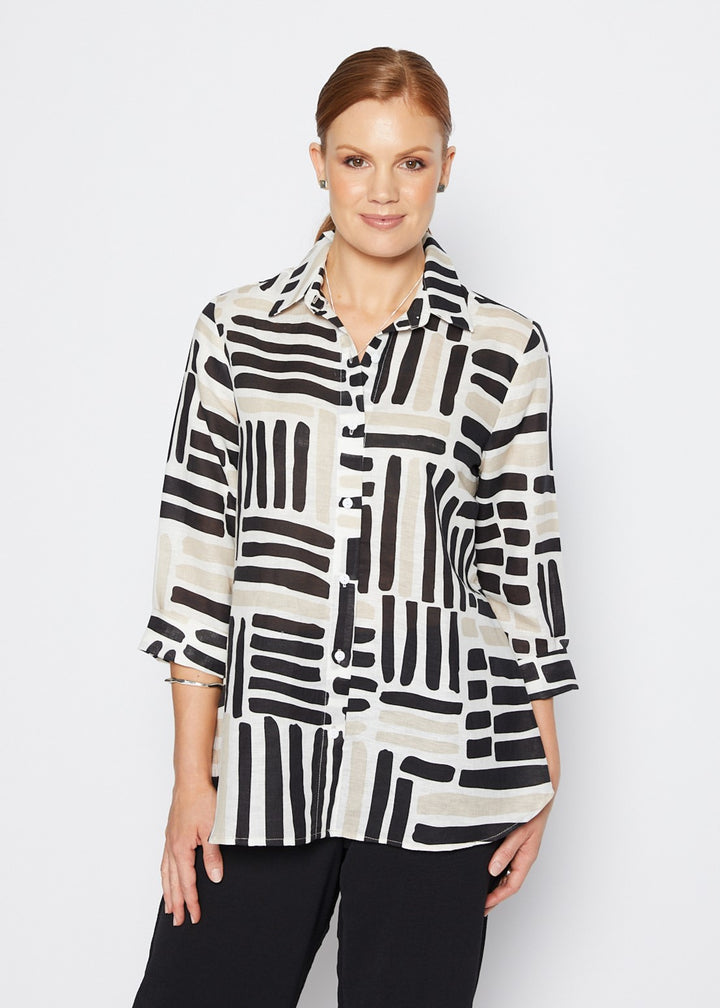 Regis linen shirt in Gazebo black