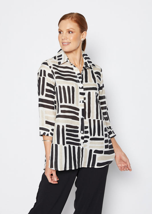 Regis linen shirt in Gazebo black