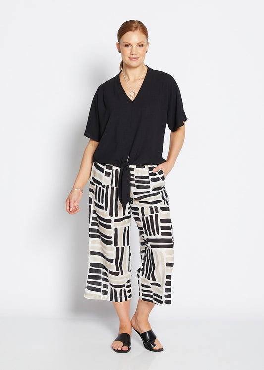 Zion linen crop pant in Gazebo black