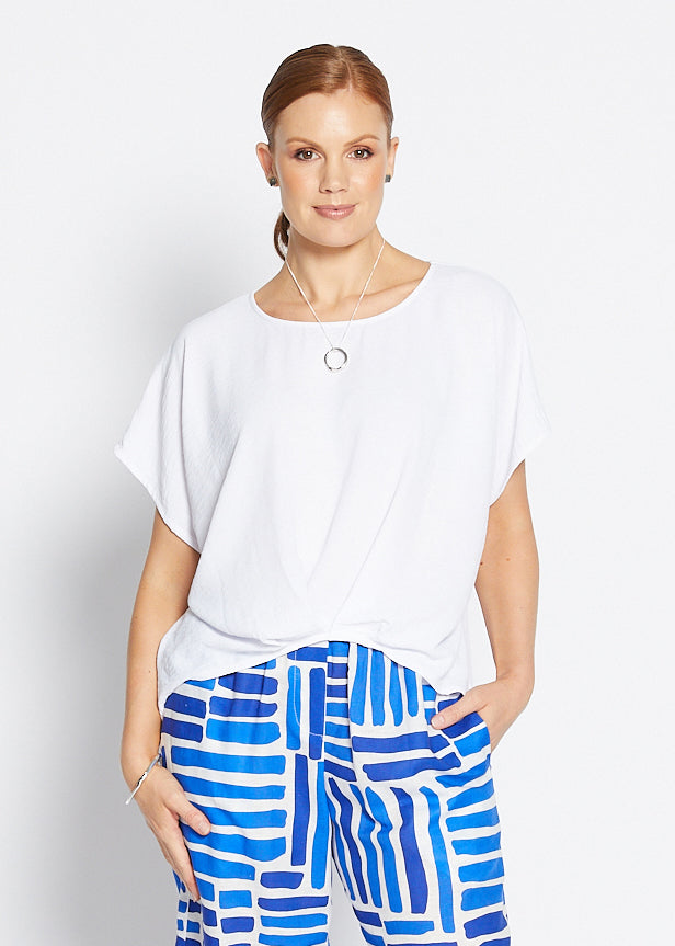 Origami Resort crepe top in white