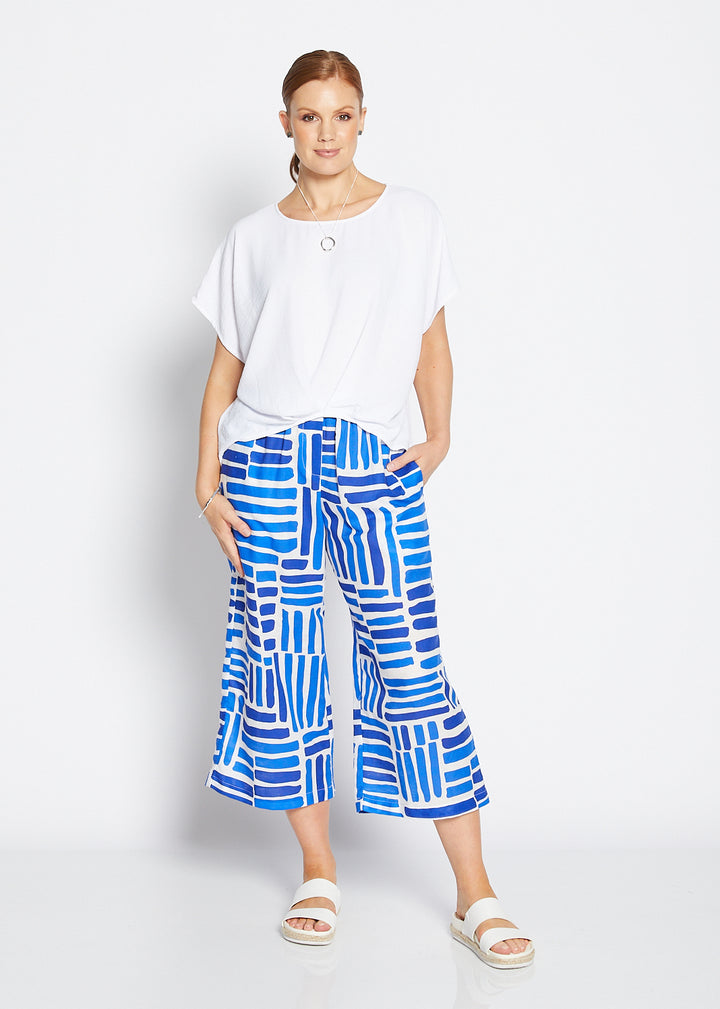 Zion linen crop pant in Gazebo blue