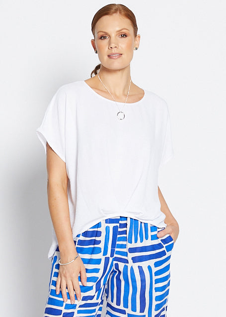 Origami Resort crepe top in white