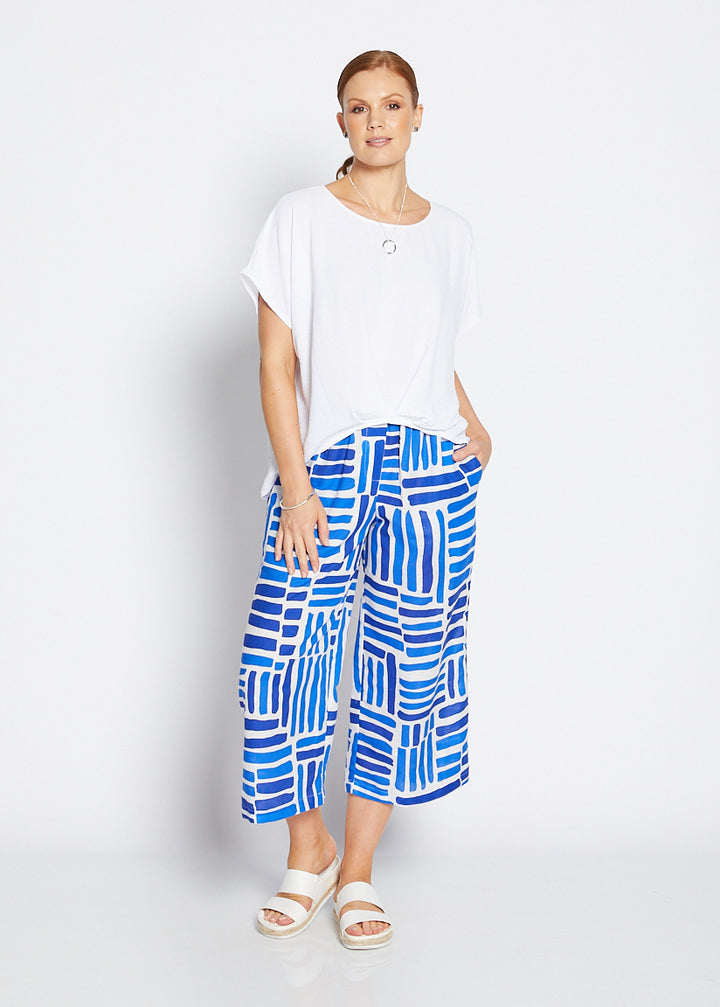 Zion linen crop pant in Gazebo blue