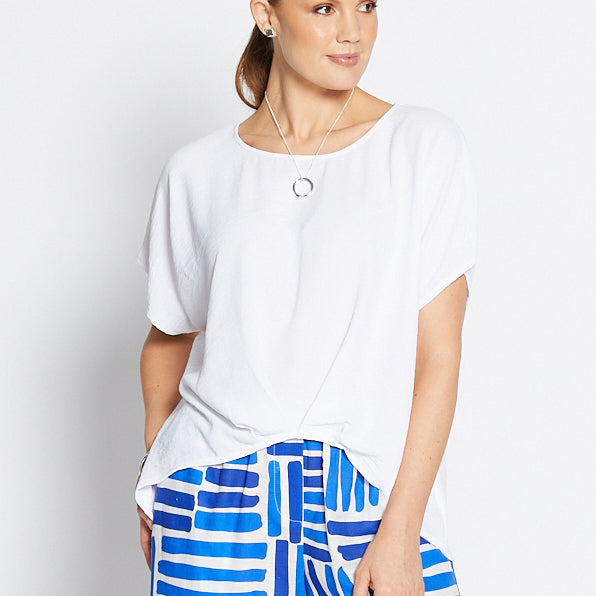 Origami Resort crepe top in white