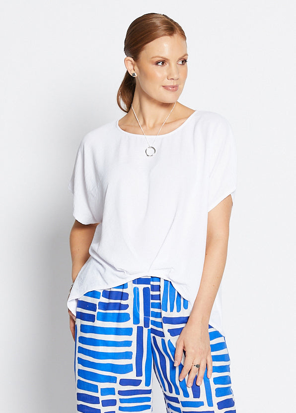 Origami Resort crepe top in white