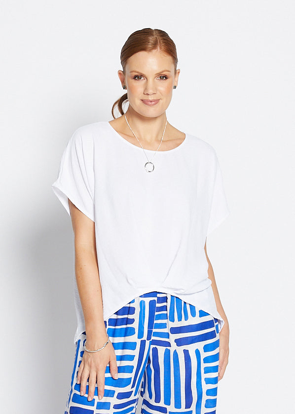 Origami Resort crepe top in white