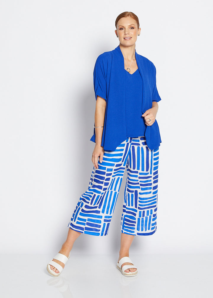 Zion linen crop pant in Gazebo blue