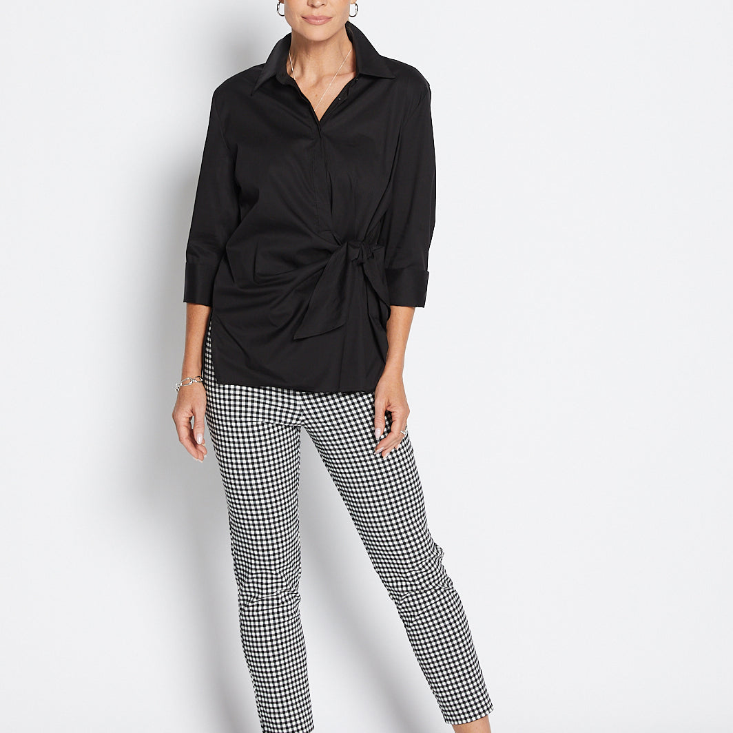 Easy Gingham super stretch 7/8 fitted pant in black