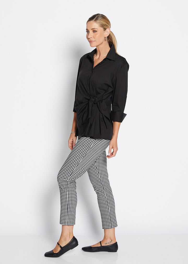 Easy Zenya Bengaline super stretch 7/8 fitted pant in Gingham black