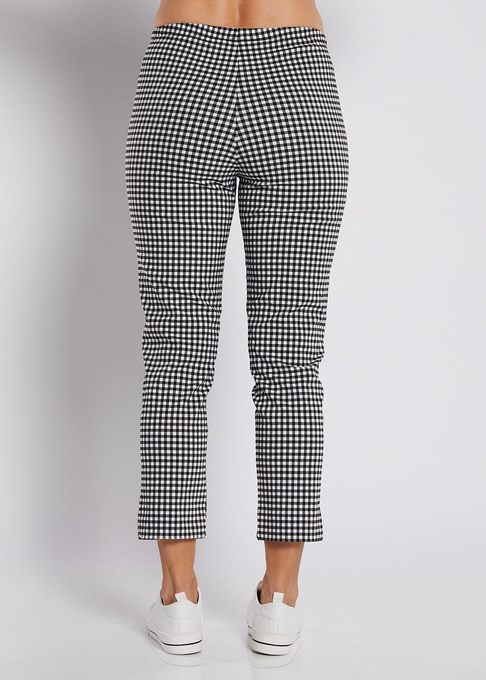 Easy Gingham Bengaline super stretch 7/8 fitted pant in black