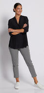 Bengaline Stretch 7/8 Fitted Pant in Black Gingham
