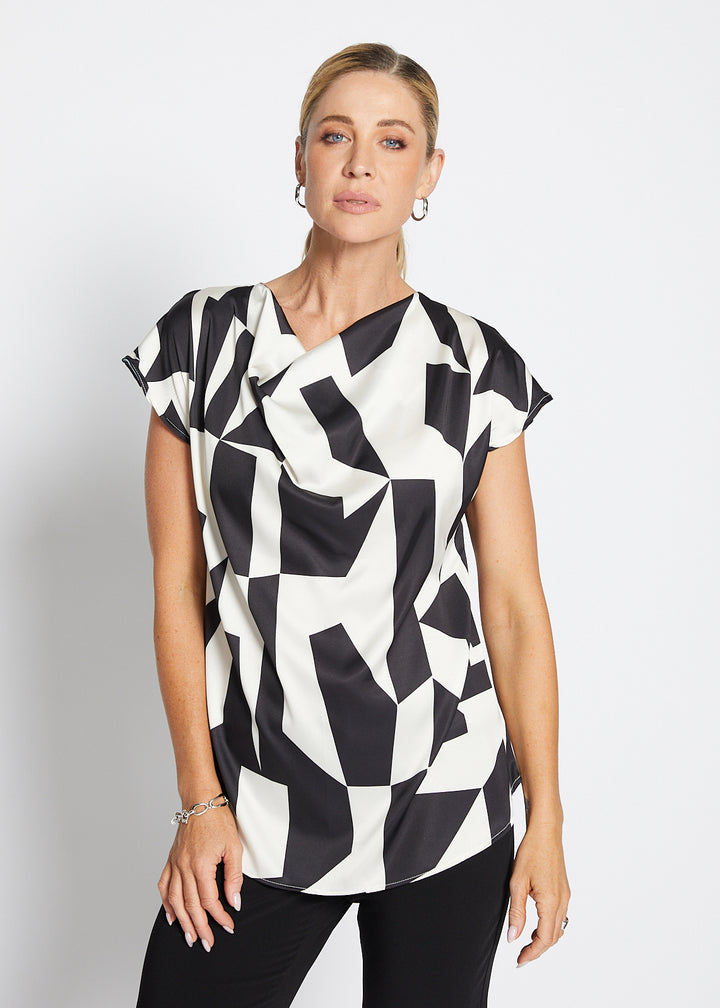 Philosophy Australia Ruby satin Bailey cowl top in Glass, made in Australia
