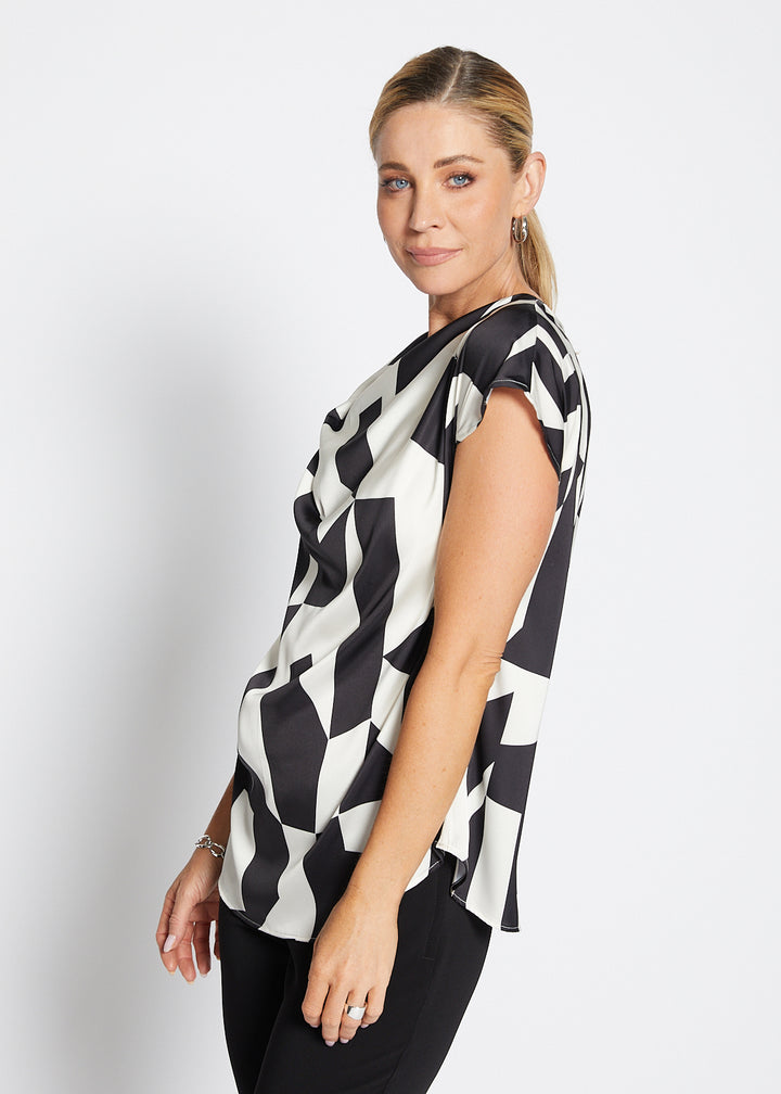 Philosophy Australia Ruby satin Bailey cowl top in Glass, made in Australia