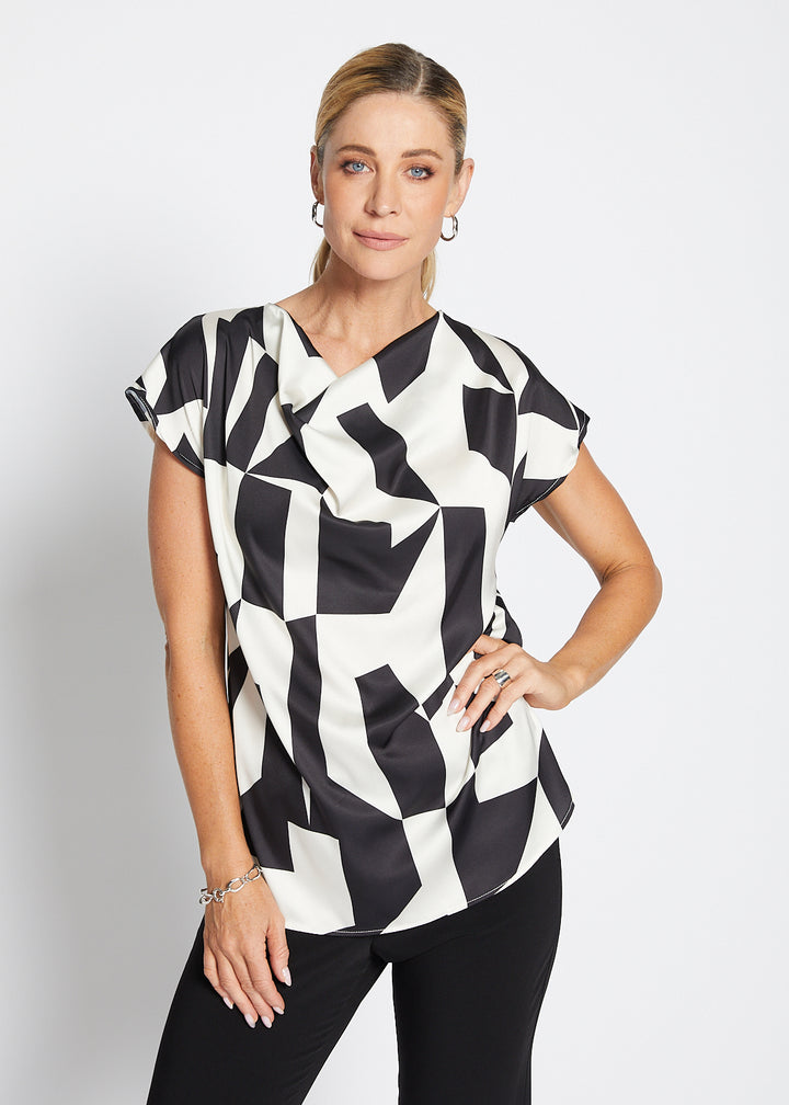 Philosophy Australia Ruby satin Bailey cowl top in Glass, made in Australia