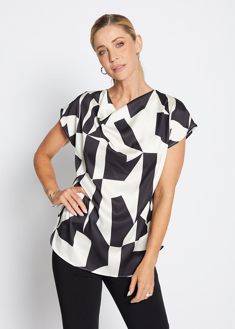 Philosophy Australia Ruby satin Bailey cowl top in Glass, made in Australia