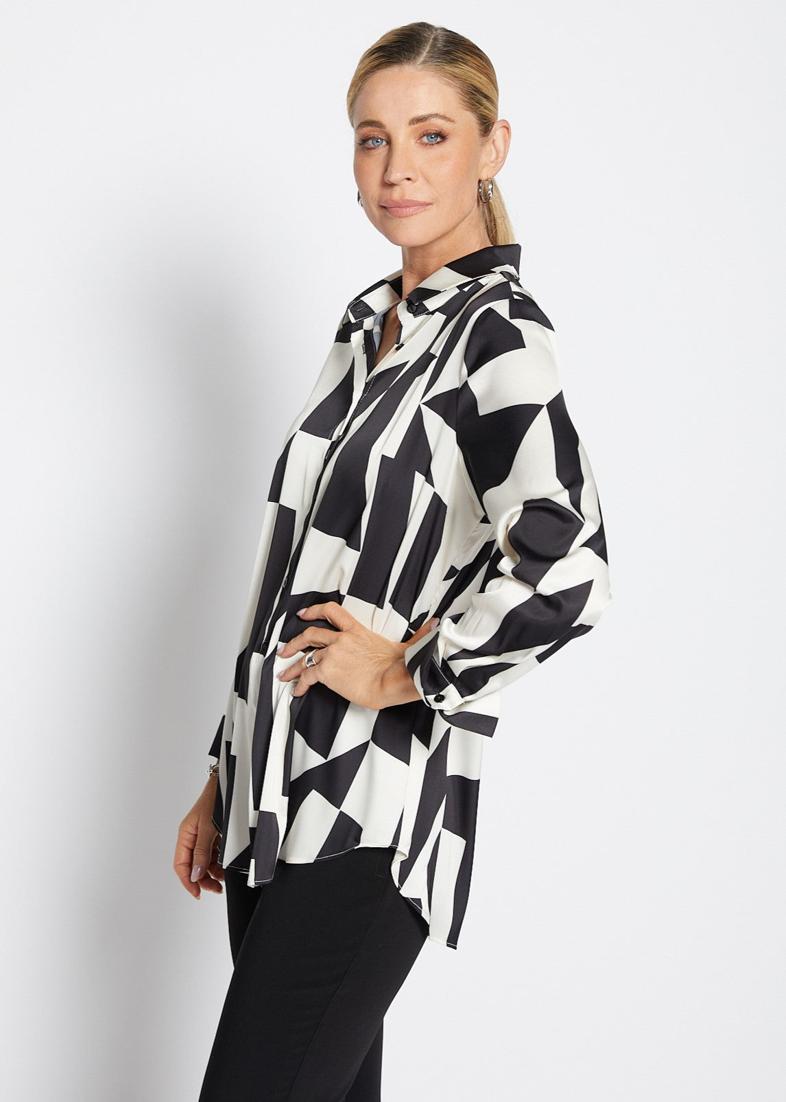 Hill Ruby satin shirt in Glass